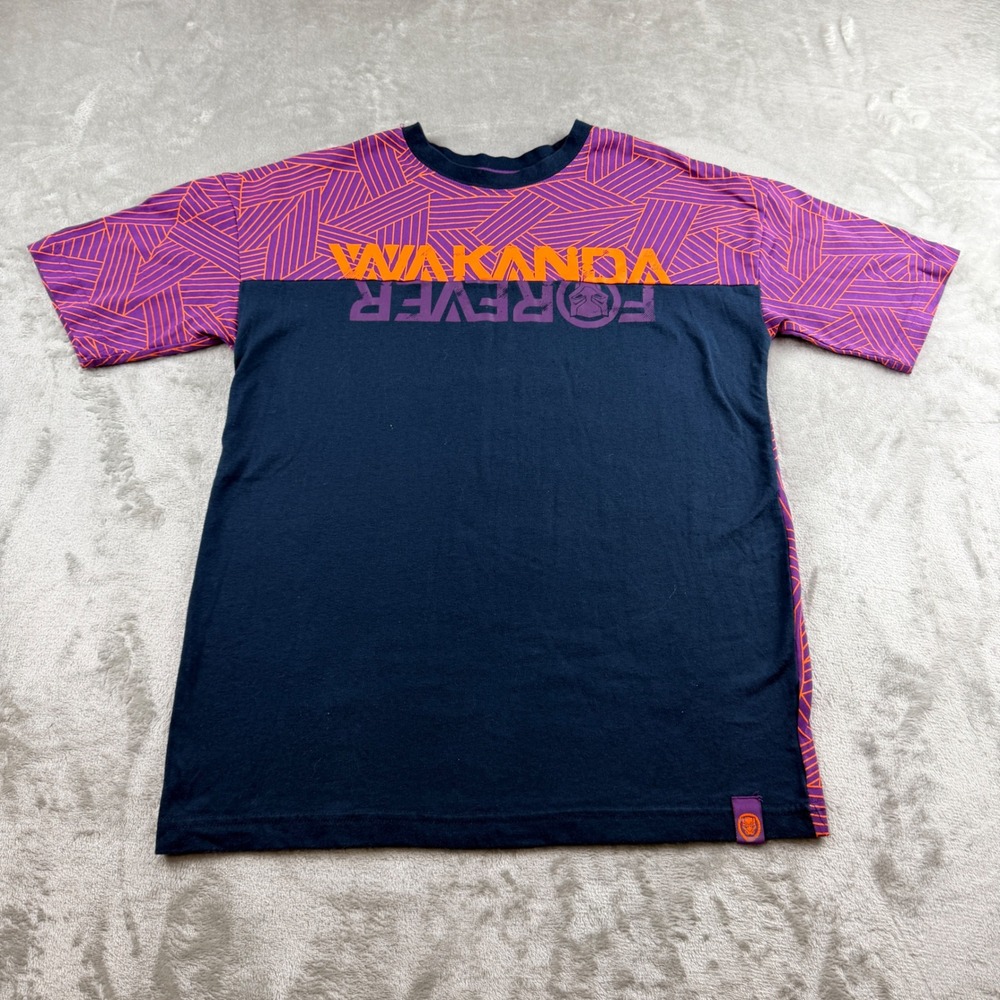 Marvel Black Panther Wakanda Forever Men's XS‎ Shirt Navy Purple Geometric